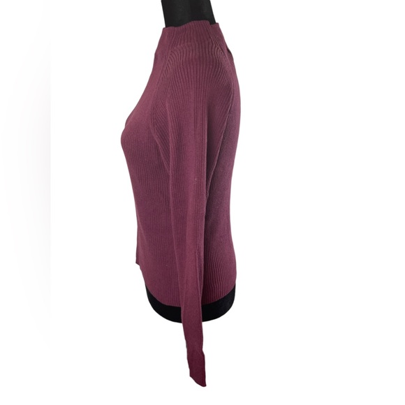 Chandler Hill Mock Neck Fitted Knit Sweater Plum Color. - Picture 2 of 5